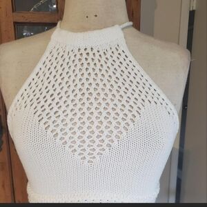 White Crochet Knit Top